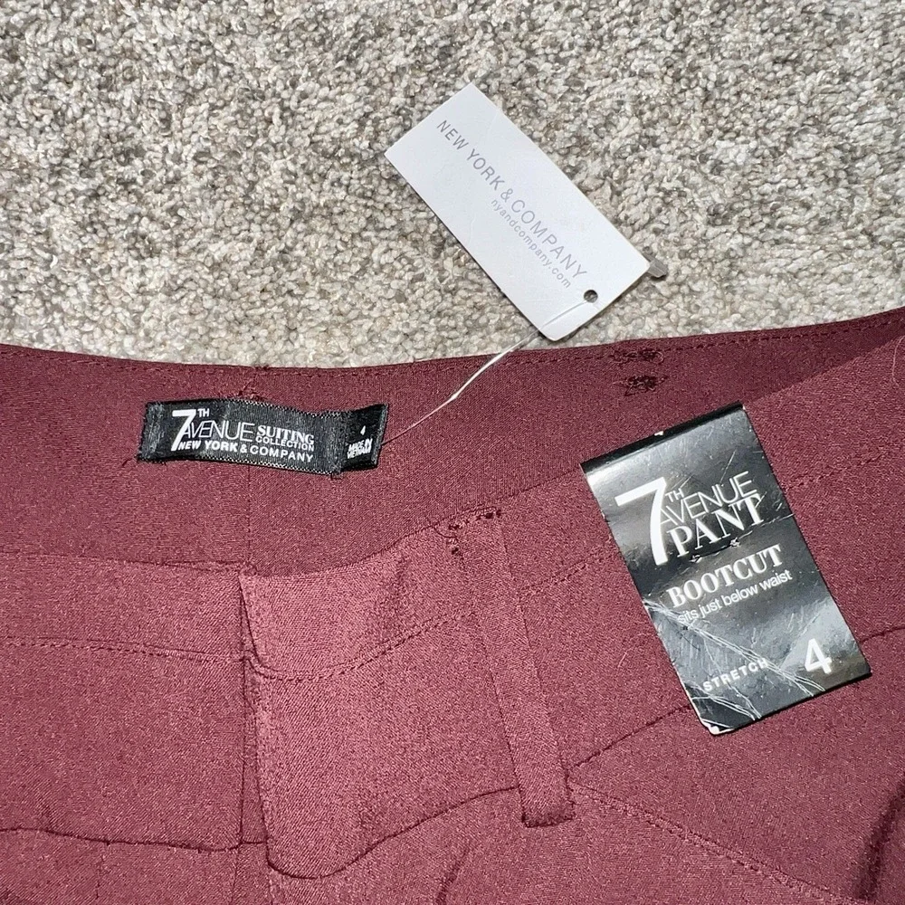 Brand New 7th Avenue Pant Bootcut New York & Company Maroon/Burgundy‎ Pants Sz 4